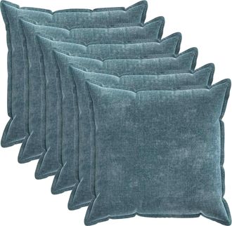 vidaXL Funda De Almohada 6 Uds. Houten Azul 55 X 55 Cm Tela Chenille Vidaxl
