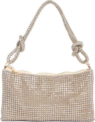 Jessica McClintock Dolly Oversize Rhinestone Mesh Shoulder Bag in Light Gold at Nordstrom Rack