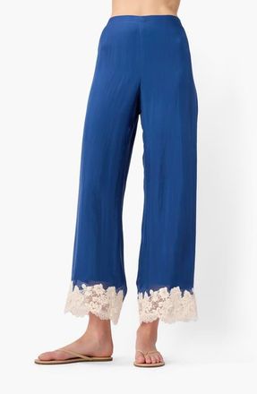 Cami NYC Gilda Lace Trim Silk Ankle Pants in Sailor at Nordstrom, Size X-Small