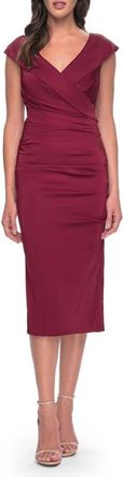 La Femme Chic Short Evening Dress with Pleating in Wine at Nordstrom, Size 14