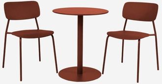 Sweeek Mesa Bistr&oacute; De Jard&iacute;n Redonda De Acero Con 2 Sillas