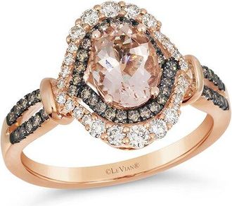 Le Vian Semi Precious 14K Rose Gold 1.35 Ct. Tw. Diamond & Morganite Cocktail Ring