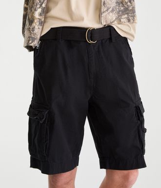 A&eacute;ropostale Mens Mens Solid Belted Cargo Shorts*** Black