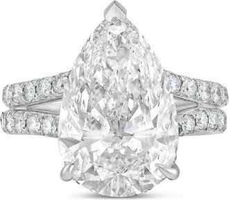 Diana M. Jewels Platinum 10ct lab grown pear diamond Micropav&eacute; Split Shank Ring