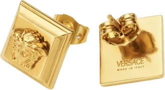 Versace Mens Earrings Medusa Head Gold-Coloured Brass Metallic