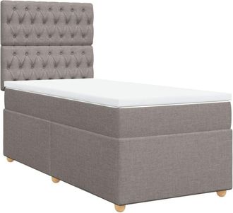 vidaXL Vidaxl - Cama Box Spring Con Colch&oacute;n Tela Gris Taupe 100x200 Cm