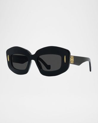 Loewe Men & apos;s Anagram Acetate-Nylon Rectangle Sunglasses
