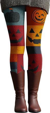 Generic Halloween Leggings for Women UK, Thermal High Waisted Legging, Warm Winter Leggings for Curvy Women, Yoga Gym Tummy Control Pants Compression Ladies L