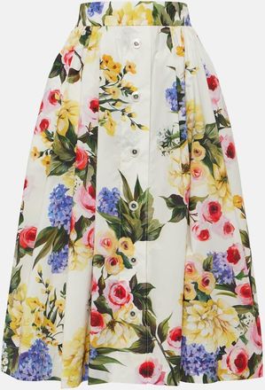 Dolce & Gabbana Floral cotton poplin midi skirt