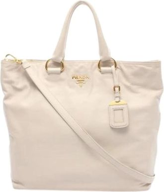 Prada Pre-owned Tote Bags, female, White, Size: ONE SIZE Pre-owned Leather prada-bags