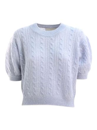 Lisa Yang cable-knit puff-sleeve sweater - women - Silk/Cashmere - 0 - Purple