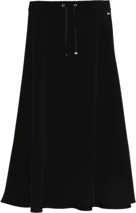 Herno Rok in matte cr&ecirc;pesatijn - Dames - Midirokken - Zwart - M - Satijn - Rokken