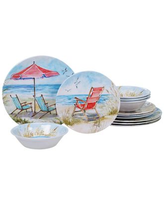 Certified International Melamine Ocean View 12Pc Dinnerware Set
