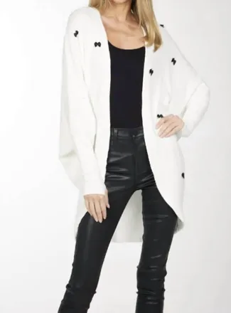 Michael Lauren Albany Draped Dolman Cardigan In Ivory