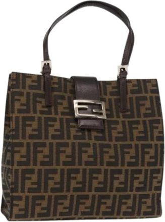 Fendi Pre-owned Vintage Canvas Handtas - Dames - Vintage Handtas - Bruin - ONE Size - Vintage