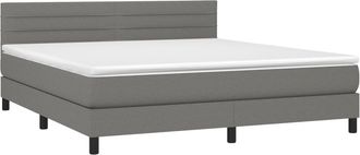 vidaXL Cama Box Spring Con Colch&oacute;n Tela Gris Oscuro 180x200 Cm Vidaxl