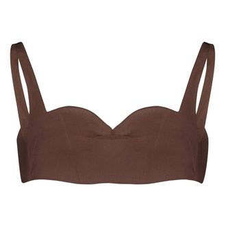 Prada Sleeveless Tops, female, Brown, Size: M Crepe de Chine Top