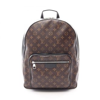 Louis Vuitton Black Brown Coated Canvas Leather Backpack Handbag (Pre-Owned)
