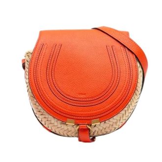 Chlo&eacute; Pre-owned Raffia Crossbody Bag - Dames - Pre-owned - Oranje - Maat: ONE Size Leer