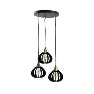 Netlighting Gemma Cluster Pendant Ceiling Light Black Gold 32cm 3x E27