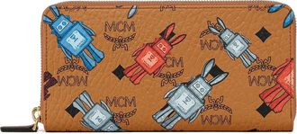 MCM Aren Zip Around Wallet in Rabot Visetos in Cognac at Nordstrom