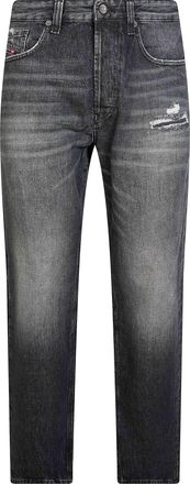 Diesel Distressed Black Straight-Leg Jeans