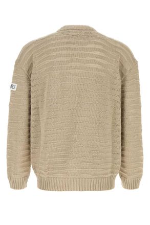 Maison Margiela Mens Beige Cotton Cardigan Dune Exterior: Maglieria