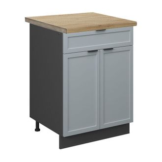 Vicco Mueble Bajo De Cocina Fame-line, Azul Claro-gris, 60 Cm Con Caj&oacute;n, Et Roble Vicco