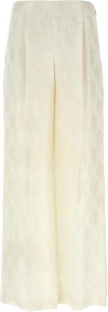 Fendi Bouquet Broek - Dames - Wijde Broeken - Wit - XS - Leer - Broeken