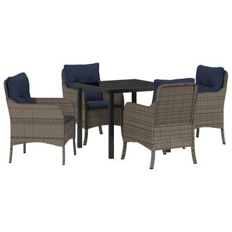 vidaXL Conjunto De Comedor De Jard&iacute;n 5 Pcs Gris Rat&aacute;n Sint&eacute;tico Vidaxl
