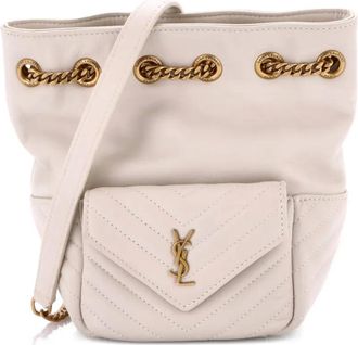 Saint Laurent Joe Matelasse Chevron Leather Mini bucket bag - Beige