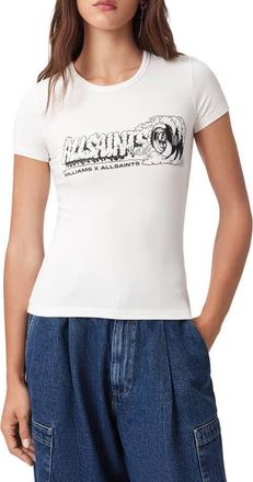 AllSaints Stevie Graphic Print Burnout T-Shirt in Ashen White at Nordstrom, Size X-Small