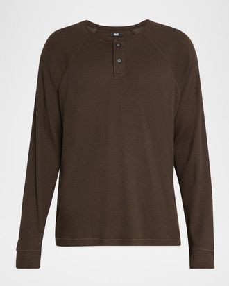 Paige Mens Abaroa Waffle Knit Henley Long-Sleeve T-Shirt
