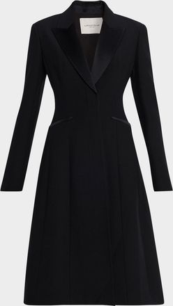 Lafayette 148 New York Satin-Trim Crepe Tuxedo Midi Dress