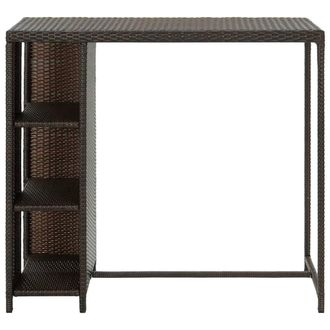 Berkfield Home Bar Table with Storage Rack Brown 120x60x110 cm Poly Rattan | Size: 120 x 60 x 110 cm