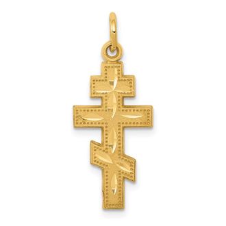 Diamond2Deal 14k Yellow Gold Eastern Orthodox Cross Charm