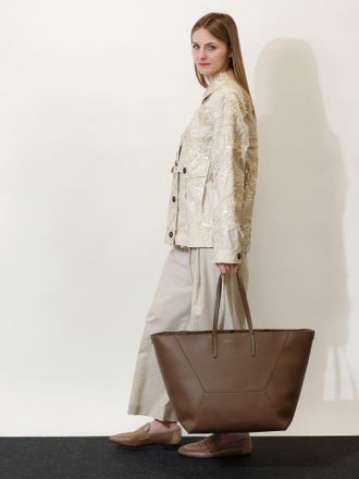 Brunello Cucinelli Womens Bc Duo Hammered Leather Handbag Brown Handbags Hand Bags