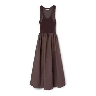 Motivi Openwork Knit Dress with Bodice - Dames - Casual kleedjes - Bruin - L - Katoen - Kleedjes
