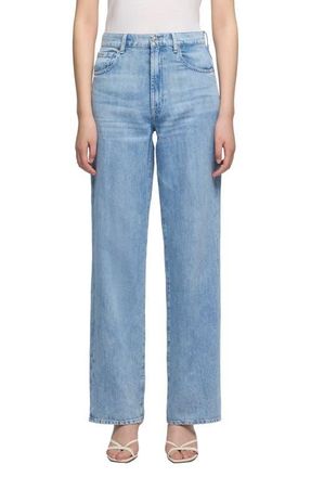 7 For All Mankind Stovepipe Straight Leg Cotton & Linen Jeans in Iris at Nordstrom, Size 30