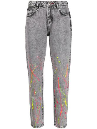 Philipp Plein Jeans dritti con effetto vernice - Nero