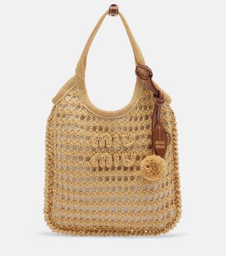 Miu Miu Ivy crochet raffia shoulder bag