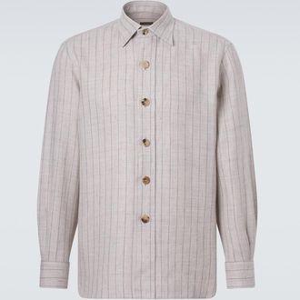 Rubinacci Camisa de lino y lana a rayas