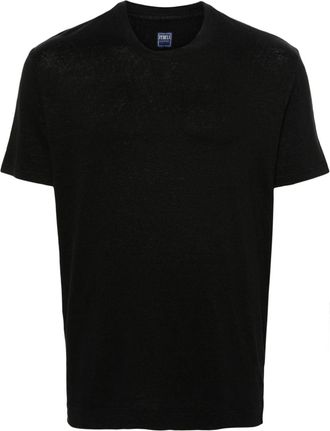 Fedeli Extreme slub T-shirt - men - Elastane/Linen/Flax - 56 - Black