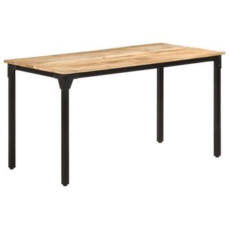 Berkfield Home Dining Table 140x70x76 cm Rough Mango Wood in Brown | Size: 140 x 70 x 76 cm