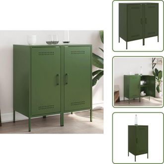vidaXL Credenze con anta - vidaXL Credenze 2 pz Verde Oliva 36x39x79 cm Acciaio - Credenze con piedini regolabili