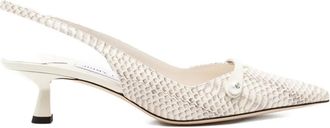 Jimmy Choo London 45mm Amita snakeskin slingback pumps - women - Leather/Leather/Leather - 35 - Neutrals