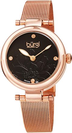 Bürgi Flower Marker Quartz Diamond Black Dial Ladies Watch BUR260RGBK