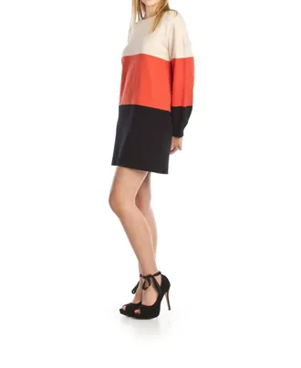 Papillon Color Blocked Sweater Dress In Multi