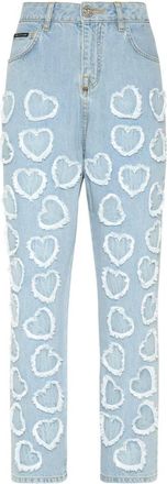 Philipp Plein Denim Broeken Loose Fit Heart - Dames - Regular Fit Jeans - Blauw - W27 - Denim - Jeans