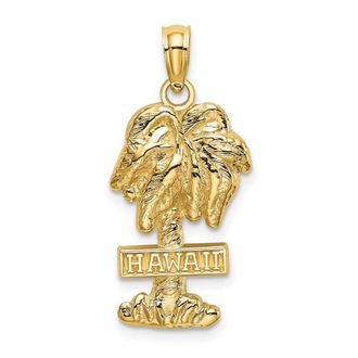 Diamond2Deal 14k Yellow Gold HAWAII Palm Tree Charm Pendant
